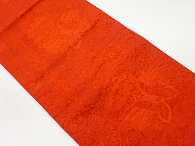 JAPANESE KIMONO / VINTAGE NAGOYA OBI / WOVEN FLORAL PLANTS